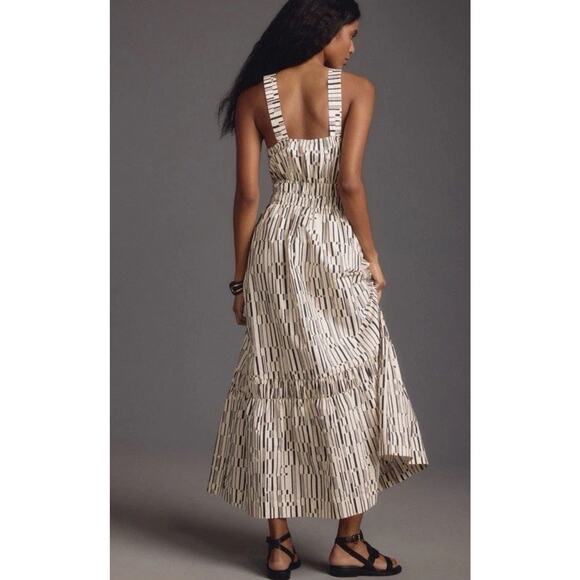 Anthropologie Somerset Maxi Dress Poplin Halter Edition Women’s XS Ivory Black - Picture 3 of 13